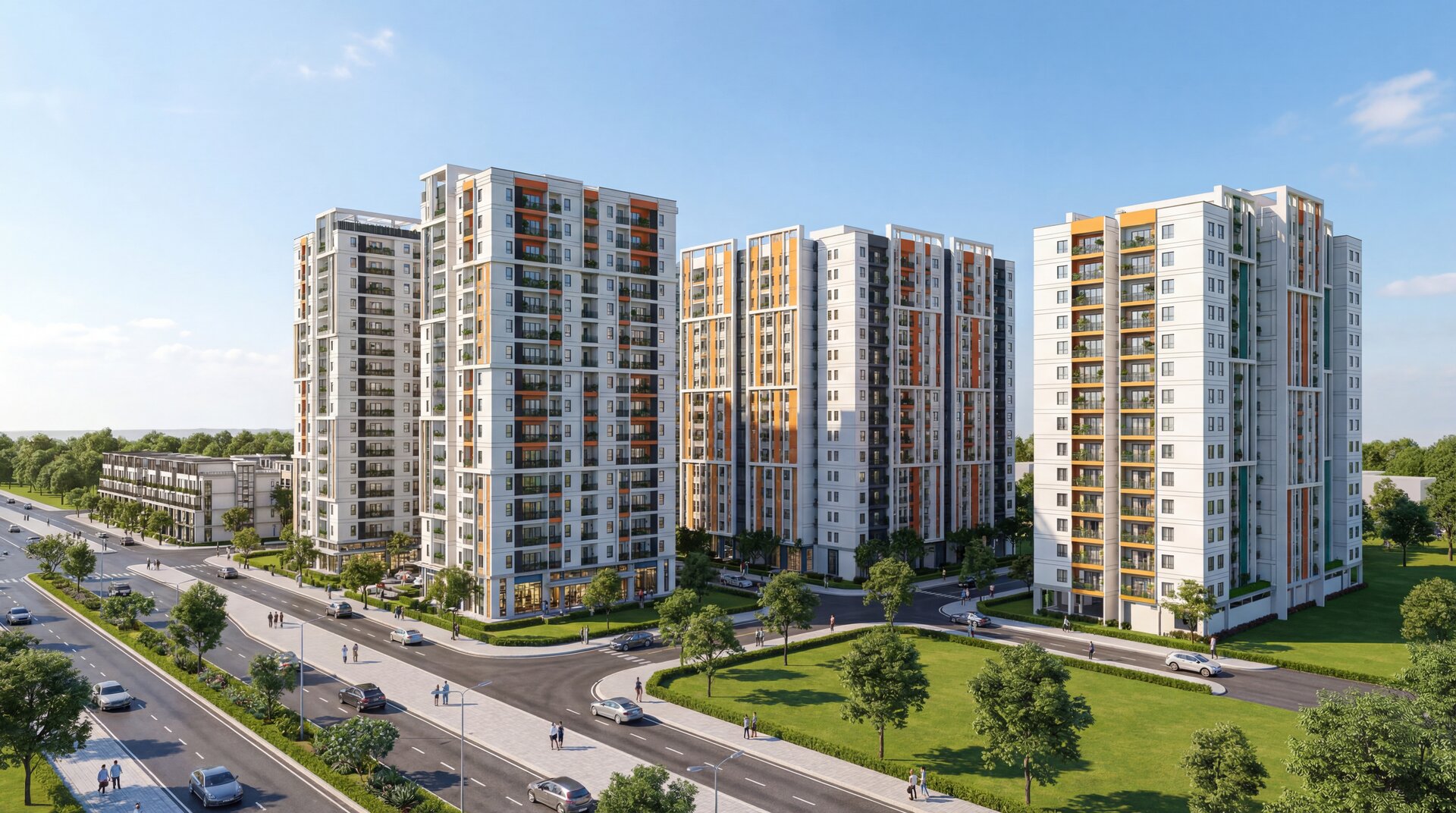 Phối cảnh tổng thể — view 2 (toà chung cư)